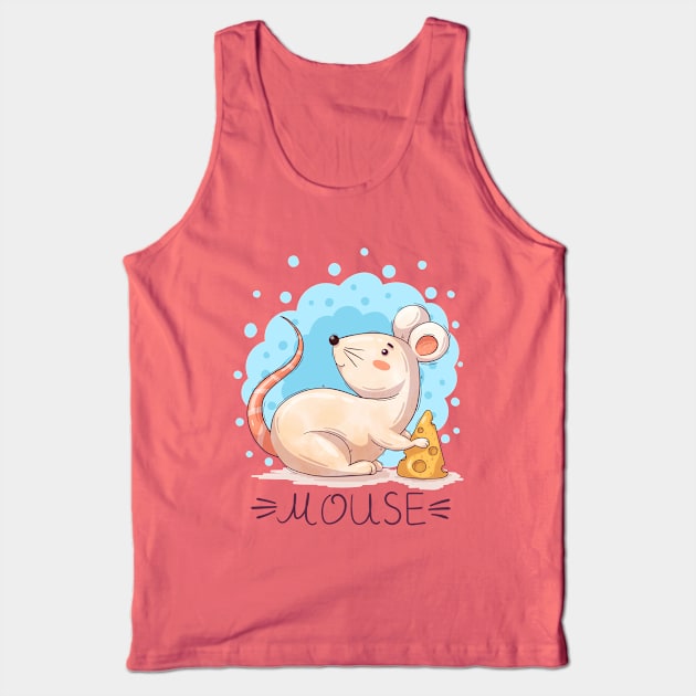 Mouse cheese cartoon Tank Top by Mako Design 